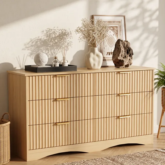 homall-bedroom-kommode-6-schubladen-natur-holz-modern image 1