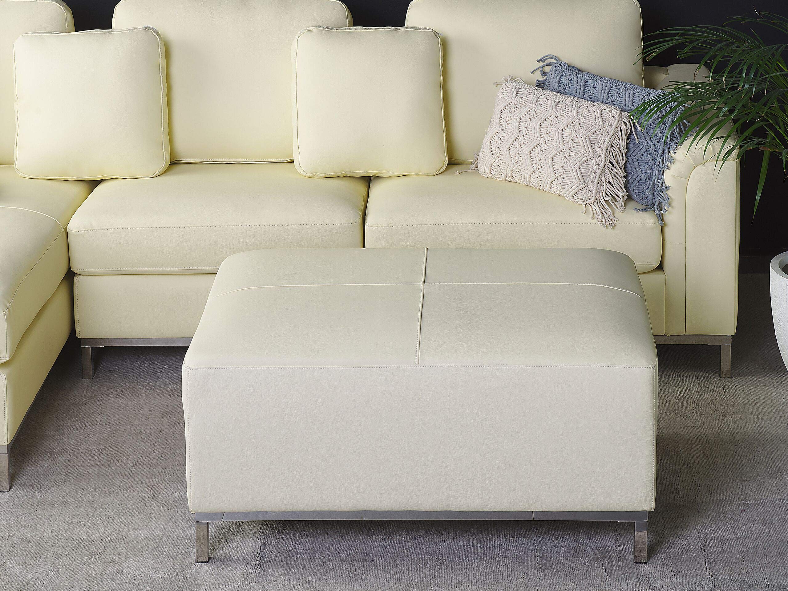 beliani-oslo-ottomane-hellbeige-echtleder-71x95cm-gesteppt image 2