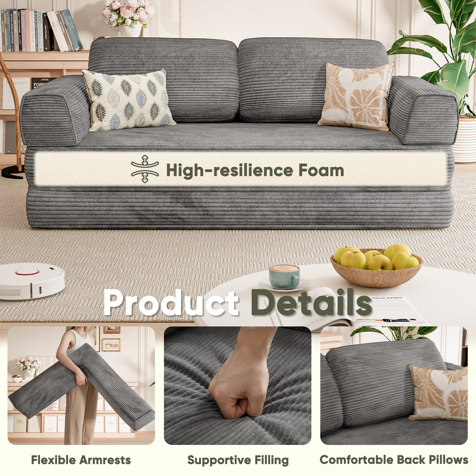 homall-sofa-4-in-1-cord-schlafsofa-gr-n-klappbar-schaum image 5