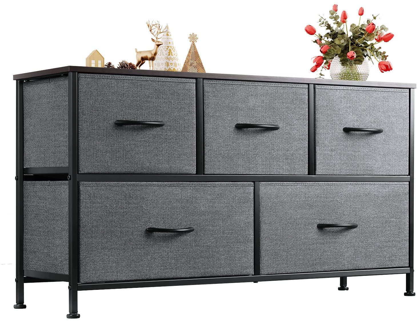 homall-bedroom-stoffkommode-5-schubladen-mit-stoffboxen image 1