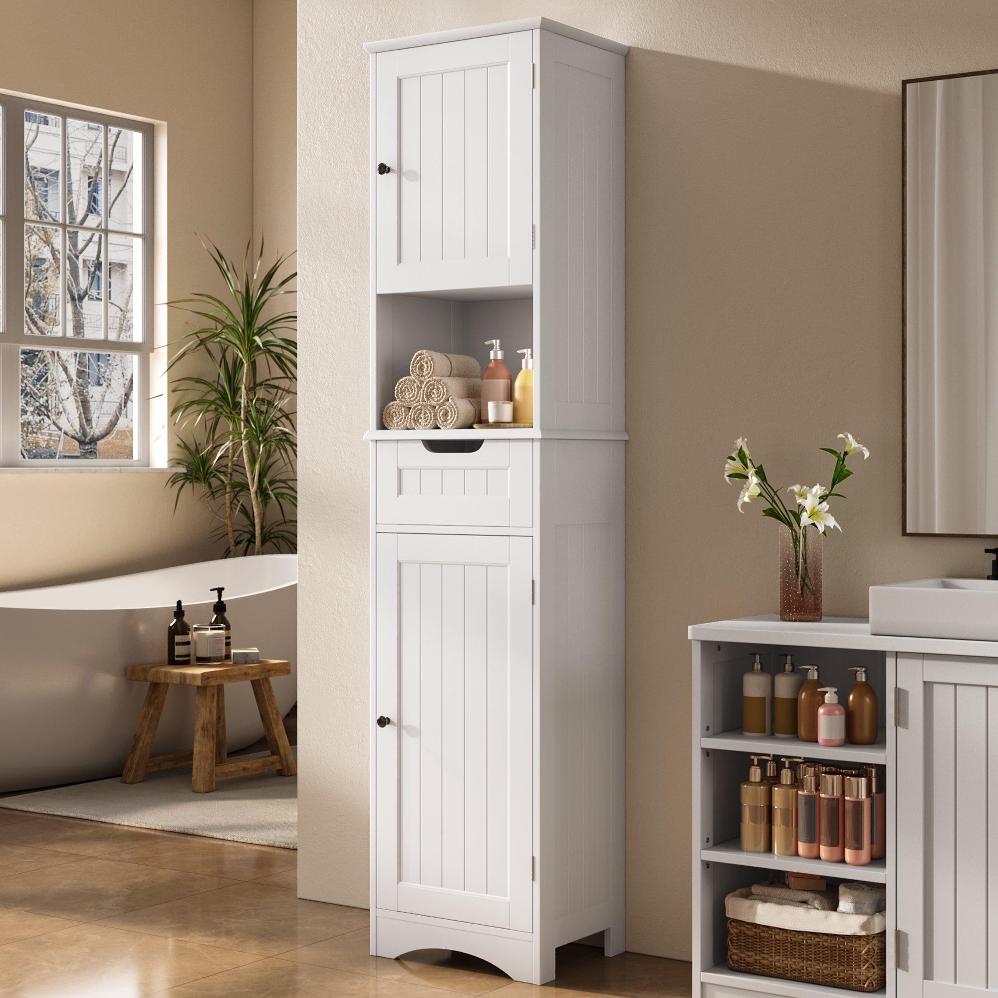 bealife-ap13-badezimmerschrank-schmal-wei-170-cm-mit-schublade image 8