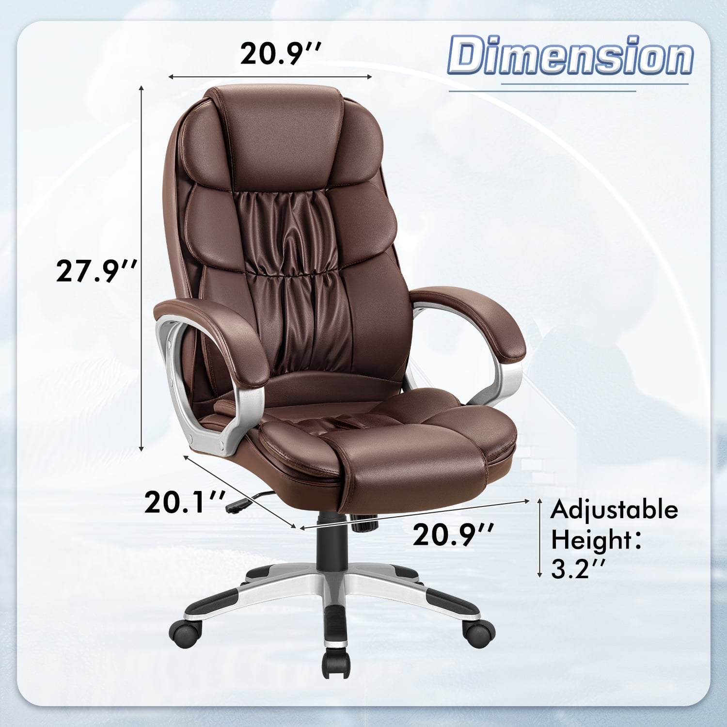 homall-office-leather-chair-b-rostuhl-braun-leder-hochlehner image 7