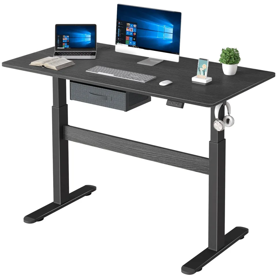 homall-standing-desk-schreibtisch-h-henverstellbar-schwarz image 1