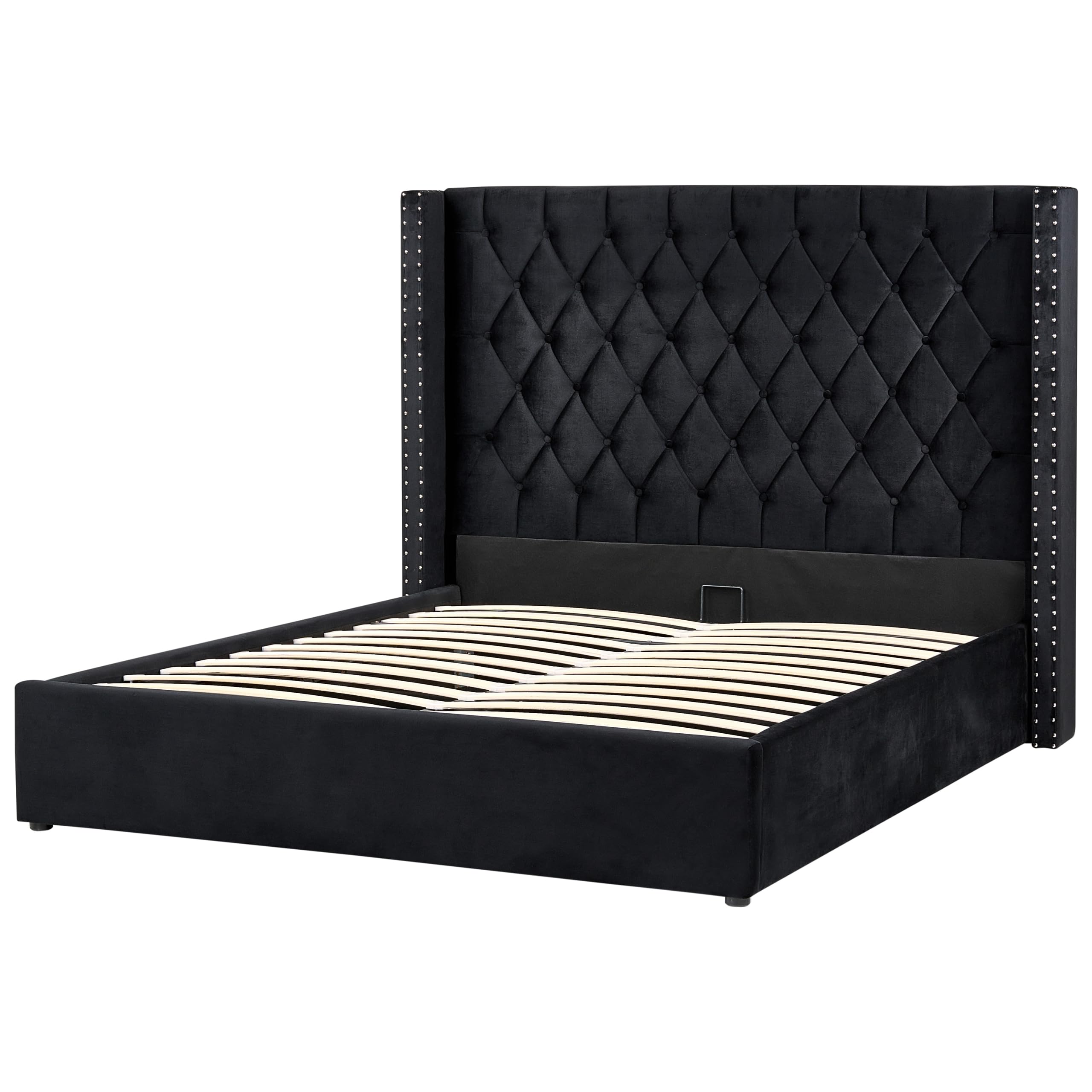 beliani-lubbon-polsterbett-160x200-schwarz-samt-mit-bettkasten image 6