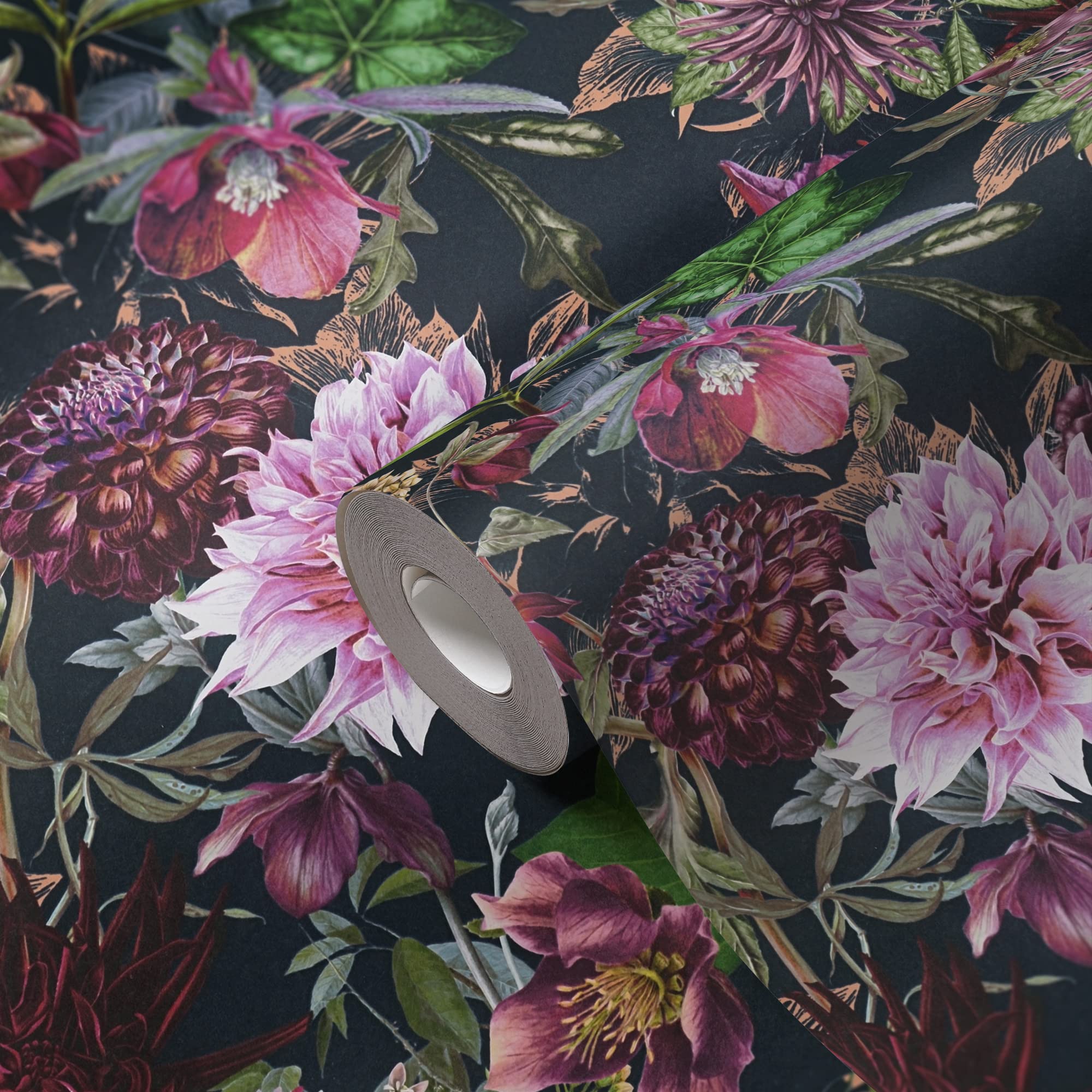 a-s-cr-ation-381756-vliestapete-blumentapete-dunkelgr-n-schwarz image 1
