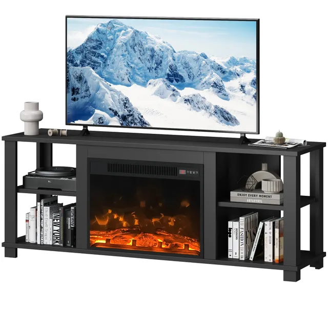 homall-tv-stand-mit-elektrokamin-schwarz-f-r-65-zoll image 1