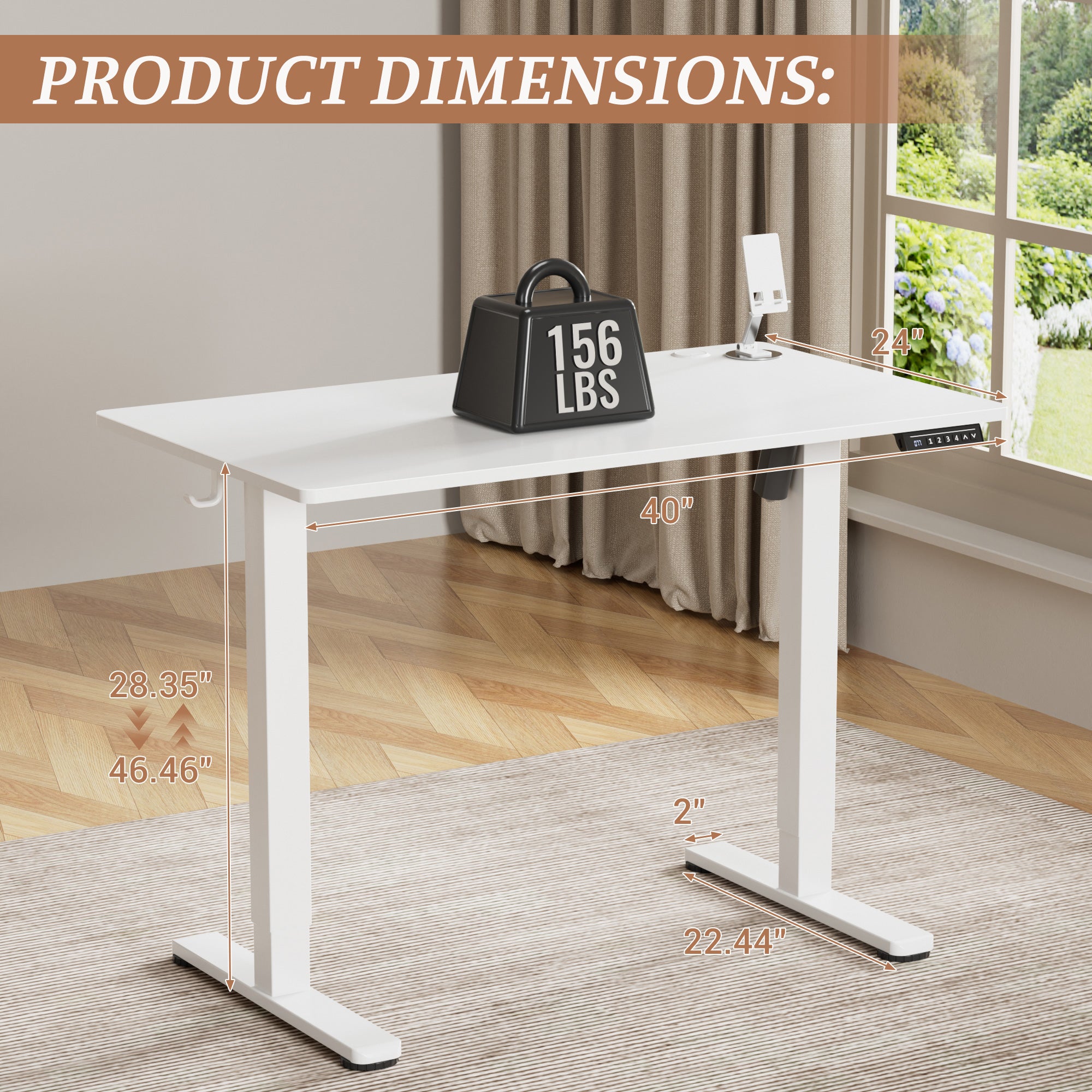 homall-standing-desk-schreibtisch-wei-140-cm-elektrisch image 2
