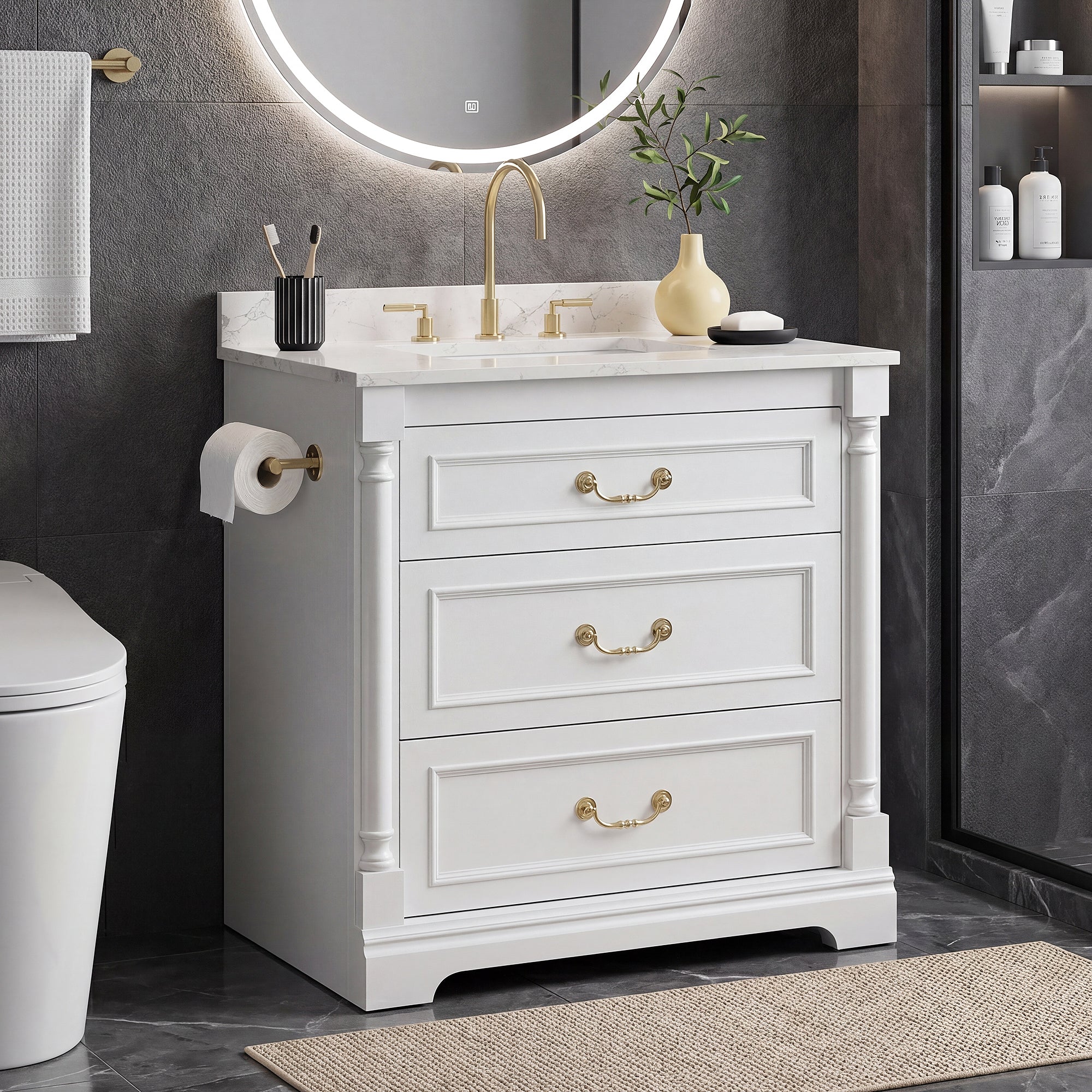 homall-bedroom-waschtisch-75cm-wei-keramik-3-schubladen image 4