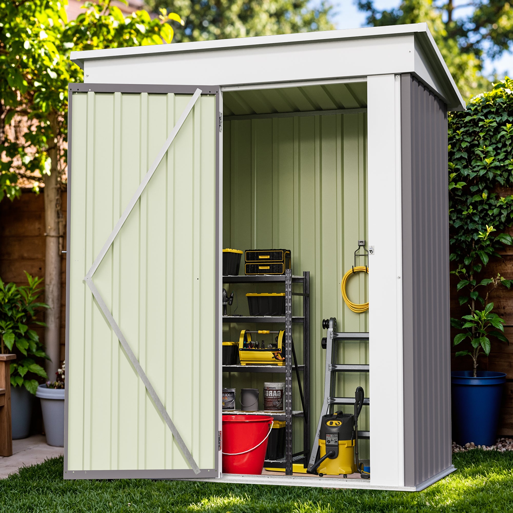 homall-metal-shed-ger-tehaus-metall-grau-abschlie-bar image 4