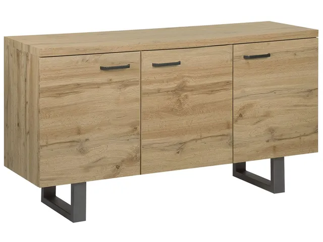 beliani-timber-sideboard-140-cm-hell-kommode-3-t-ren image 1