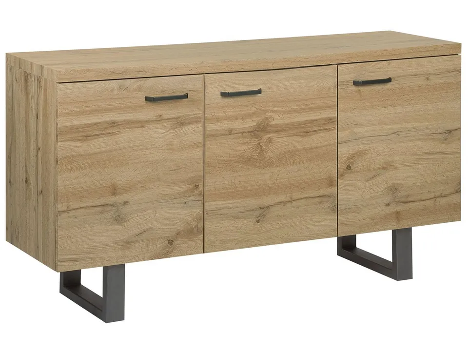 beliani-timber-sideboard-140-cm-hell-kommode-3-t-ren image 1