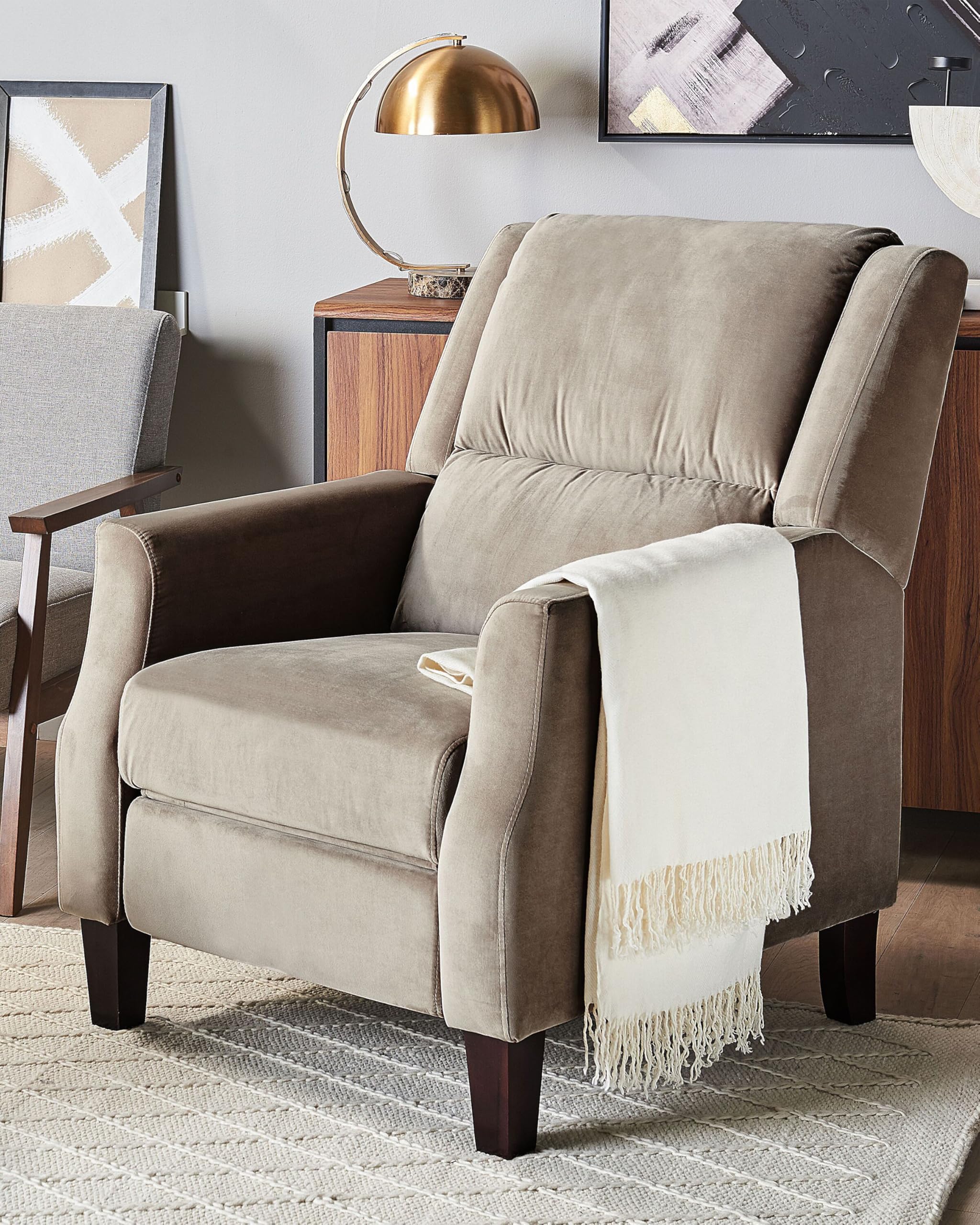 beliani-egersund-fernsehsessel-samt-taupe-beige-verstellbar image 2