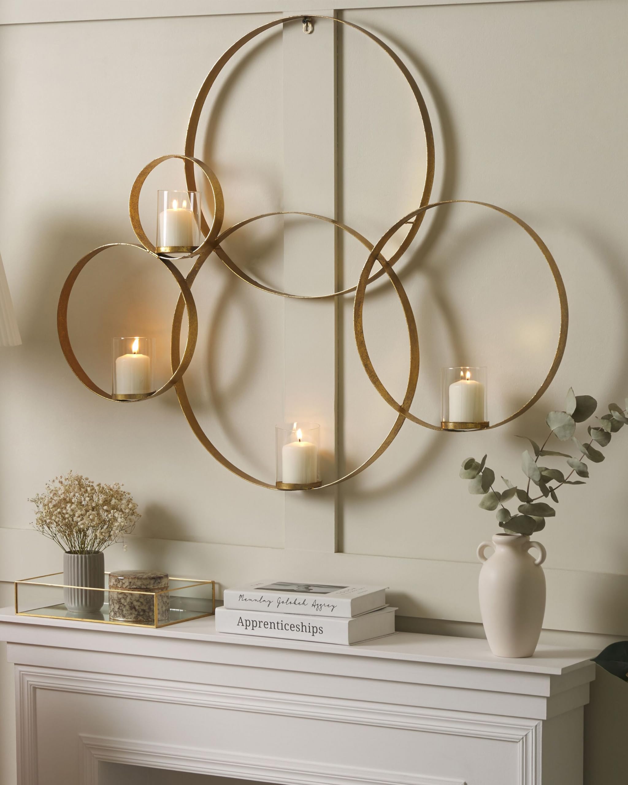 beliani-buru-wandkerzenhalter-gold-4-flammig-metall-glas image 2