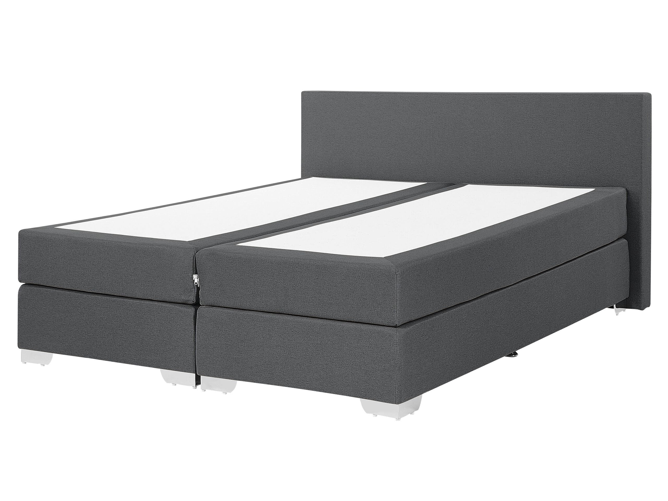beliani-betten-boxspringbett-160x200-cm-dunkelgrau-polyester image 1
