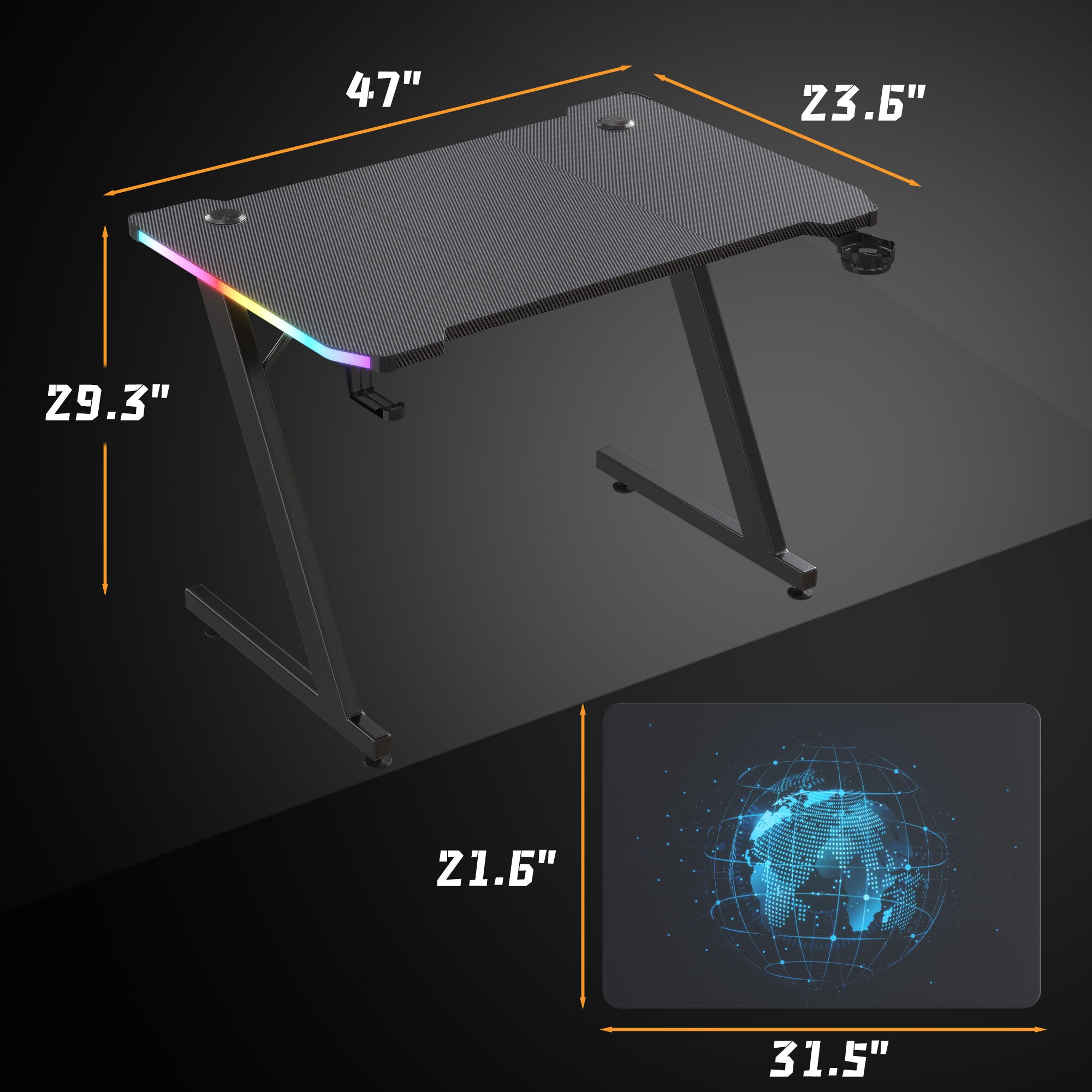 homall-gaming-desk-gaming-tisch-120cm-schwarz-mit-led image 6