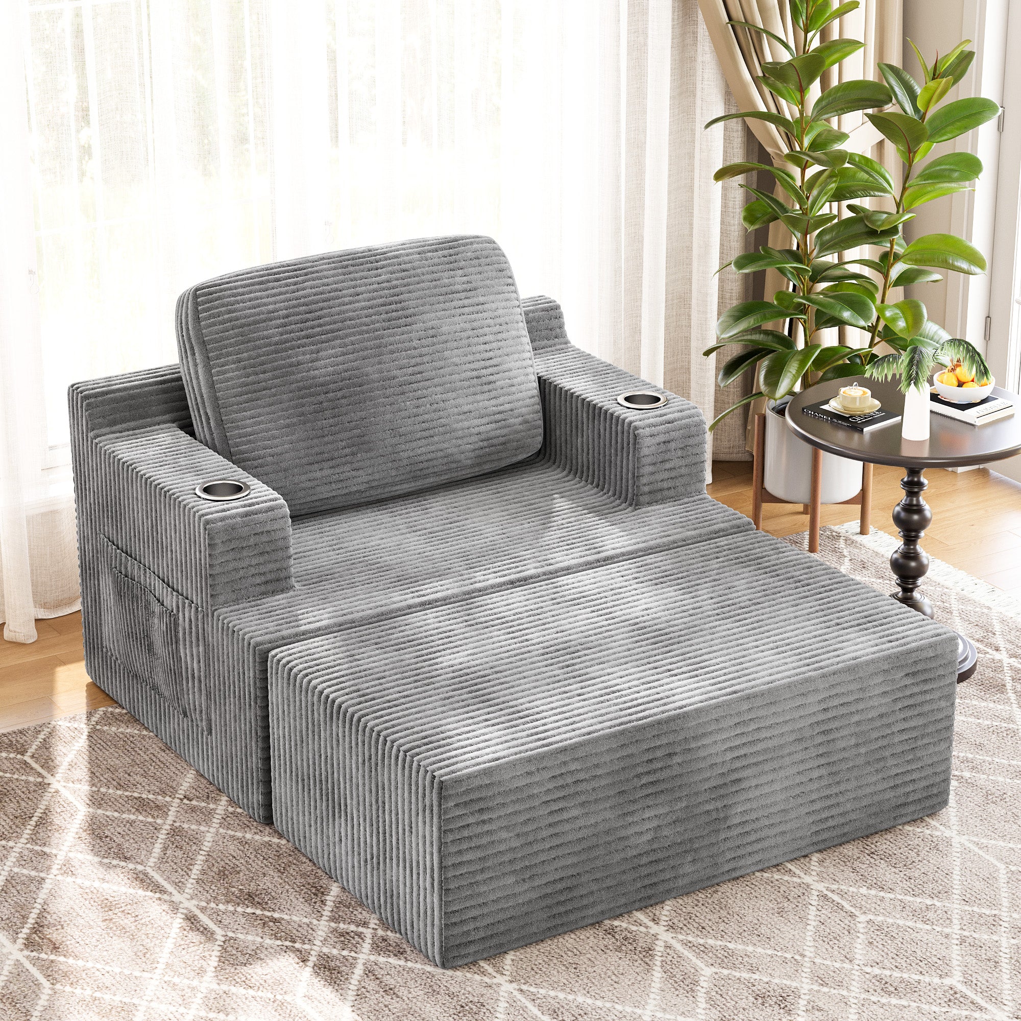 homall-sofa-bean-bag-chaiselongue-sitzsack-sessel-grau image 2