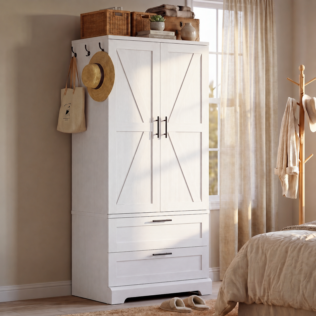 homall-bedroom-kleiderschrank-schubladen-beige-sensorlicht image 3