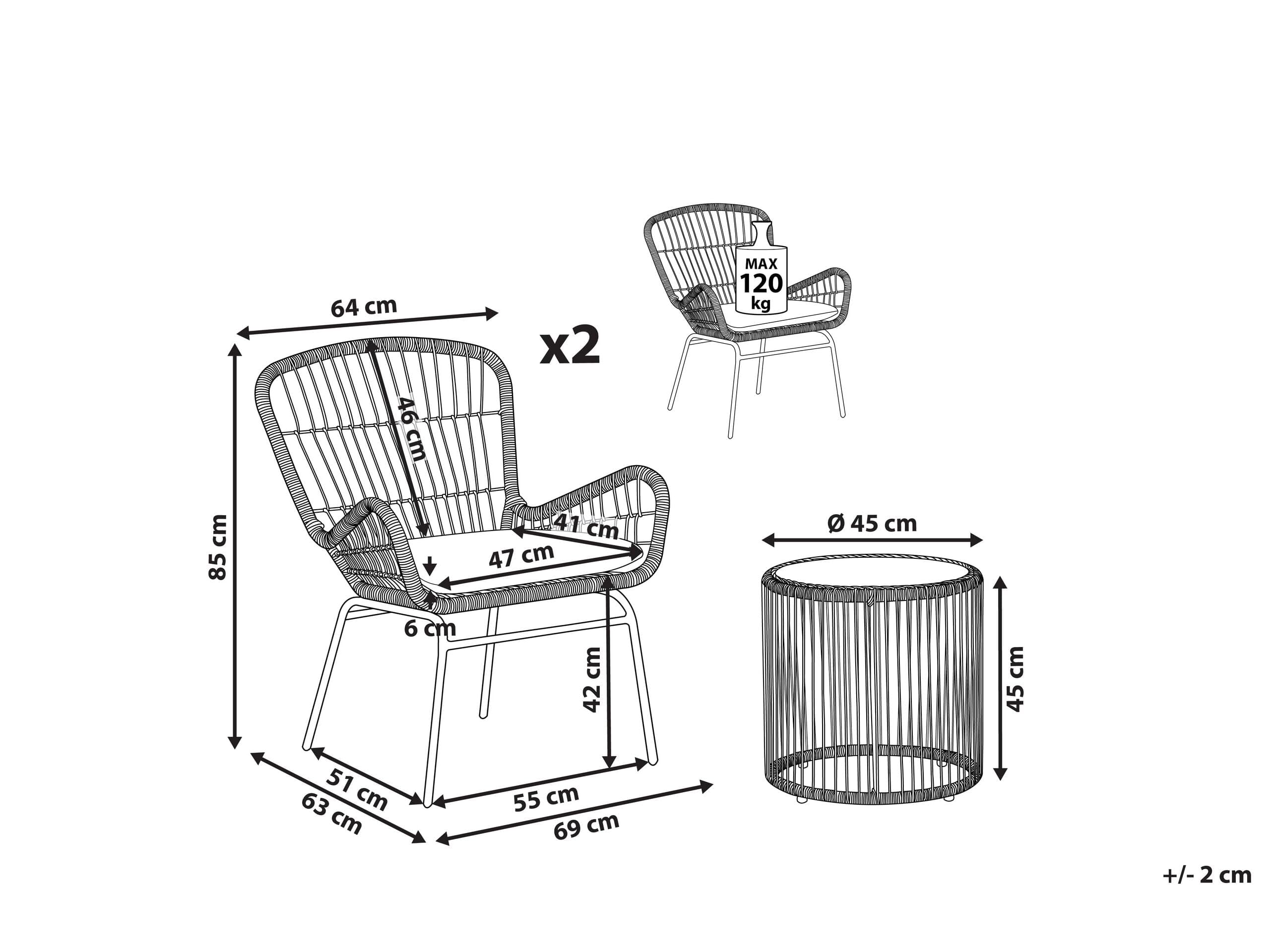 beliani-labico-balkonset-rattan-2-sitzer-tisch-hellgrau image 3