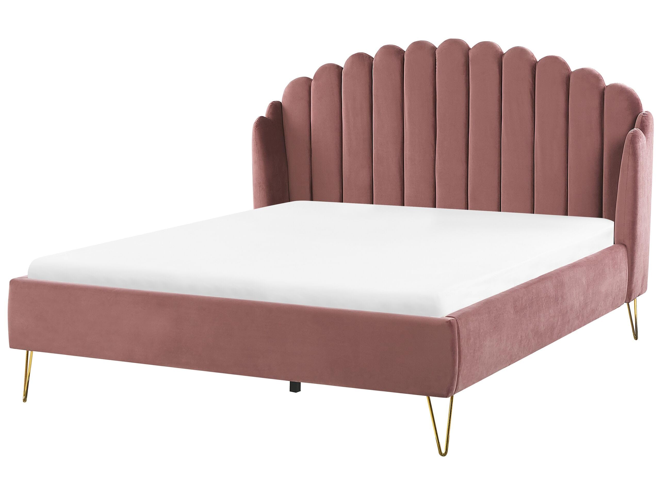 beliani-ambillou-polsterbett-samt-rosa-160x200-mit-lattenrost image 1