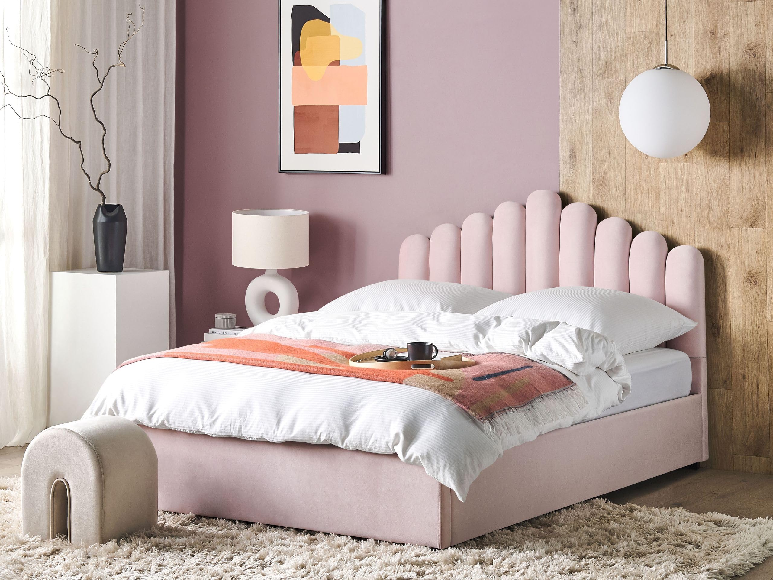 beliani-vincennes-polsterbett-samt-rosa-180x200-muschel image 2