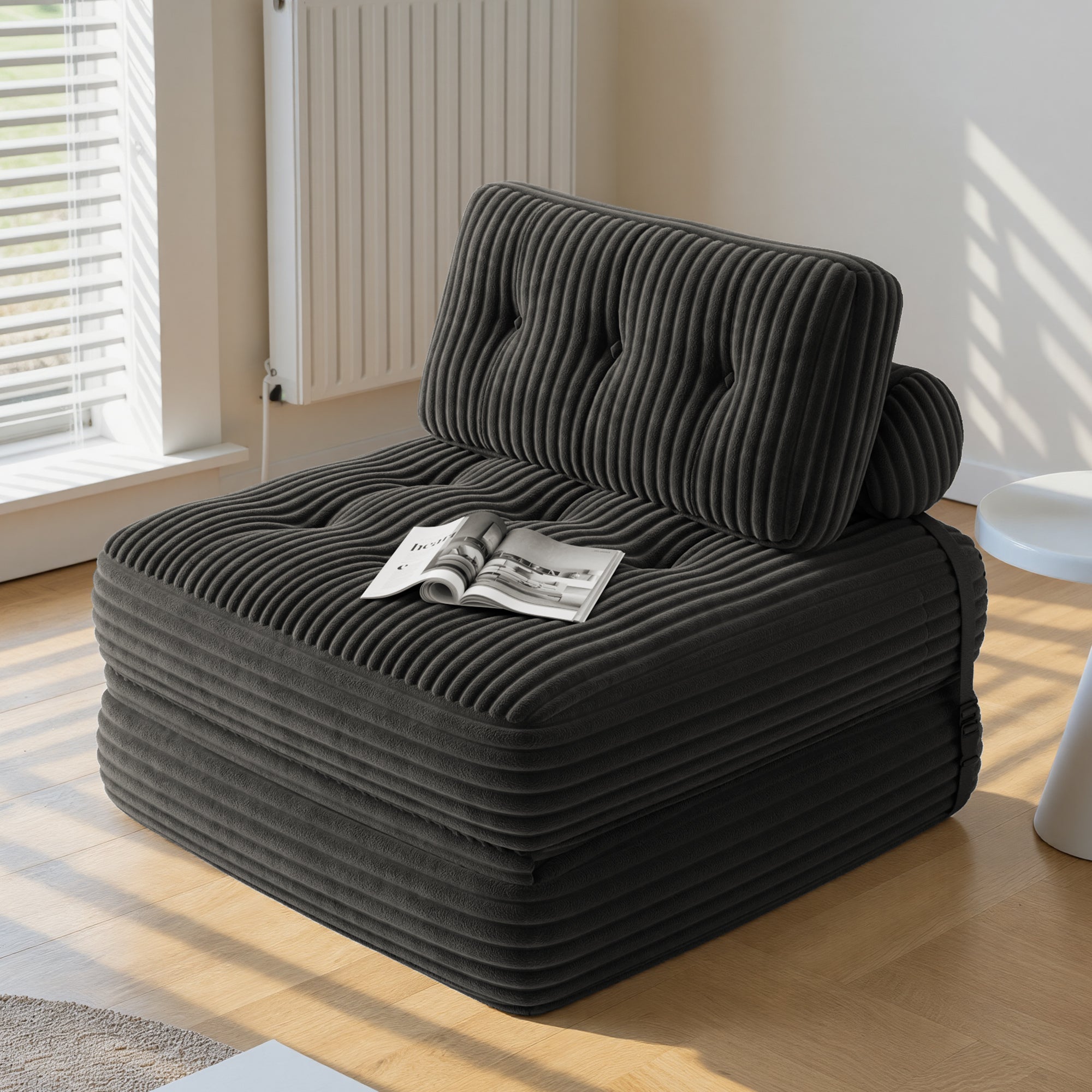 bealife-ar32-sitzsack-faltbar-schwarz-cord-schlafsofa image 2