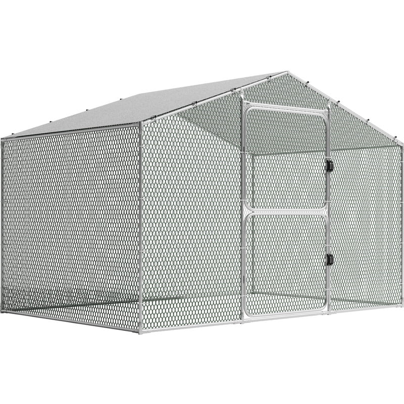 homall-patio-h-hnerstall-metallgehege-doppelt-r-mit-dach image 6