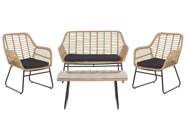 beliani-minori-gartenm-bel-set-rattan-4-teilig-natur-schwarz image 1