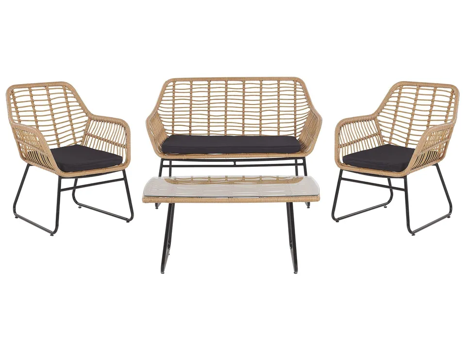 beliani-minori-gartenm-bel-set-rattan-4-teilig-natur-schwarz image 1