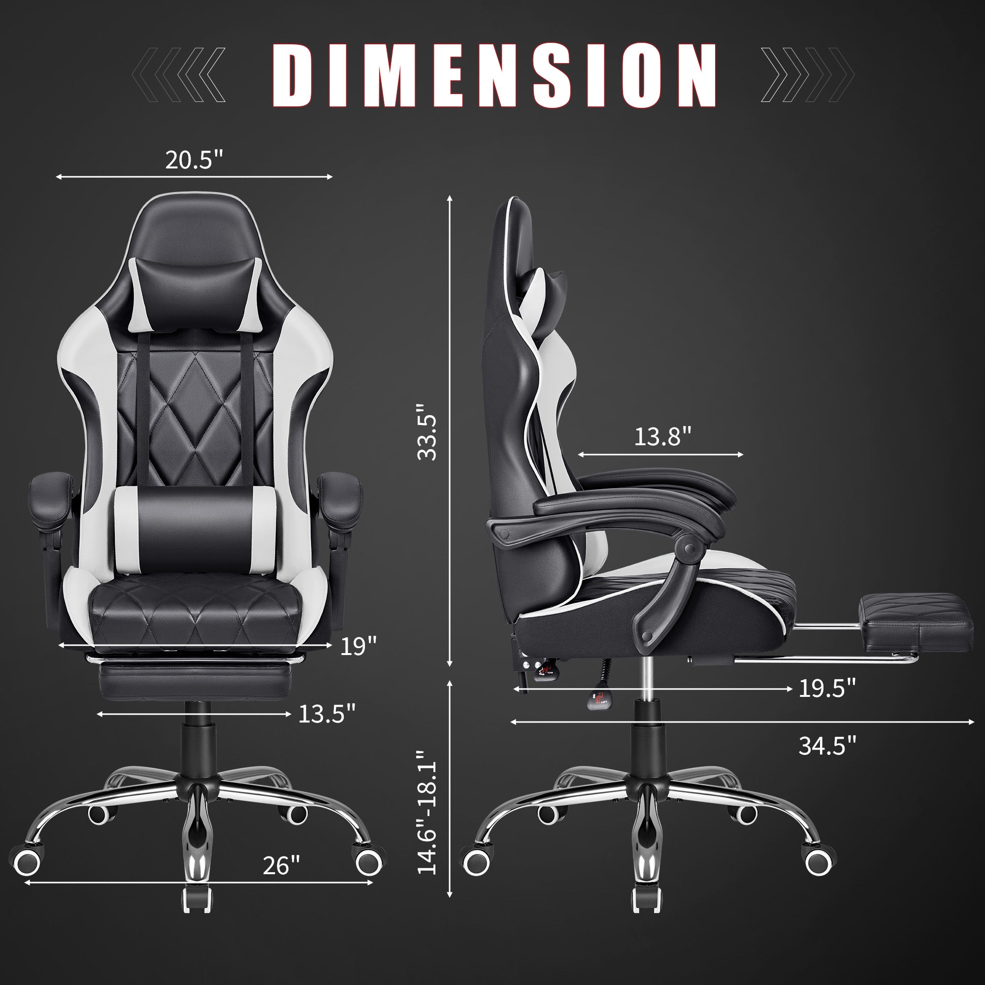 homall-gaming-chair-massage-gamingstuhl-wei-mit-fu-st-tze image 2