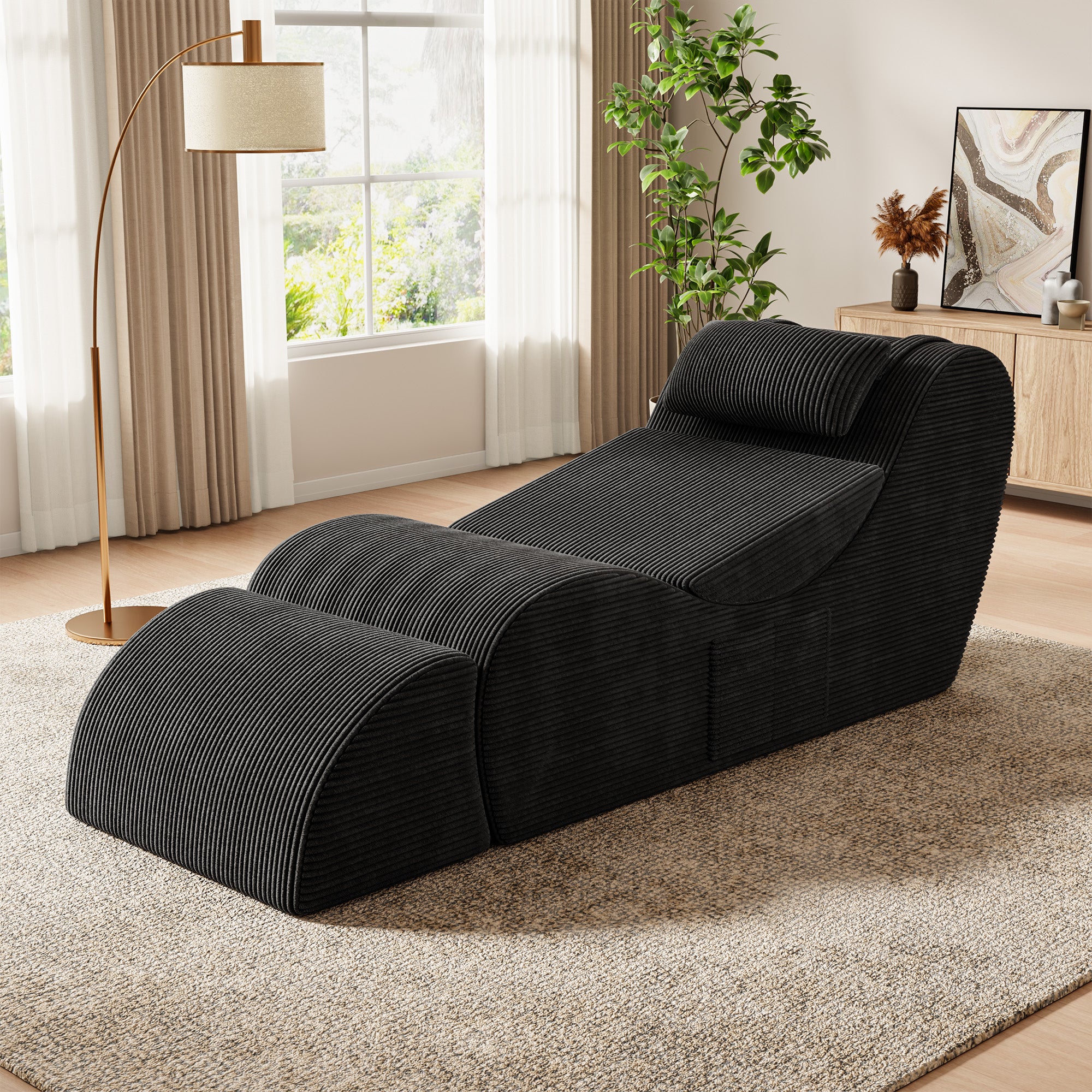 homall-recliner-chair-liegesessel-grau-cord-mit-kissen image 1