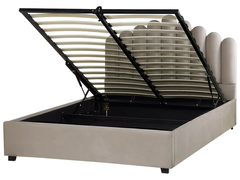 beliani-vincennes-polsterbett-samt-taupe-160x200-muschel image 1
