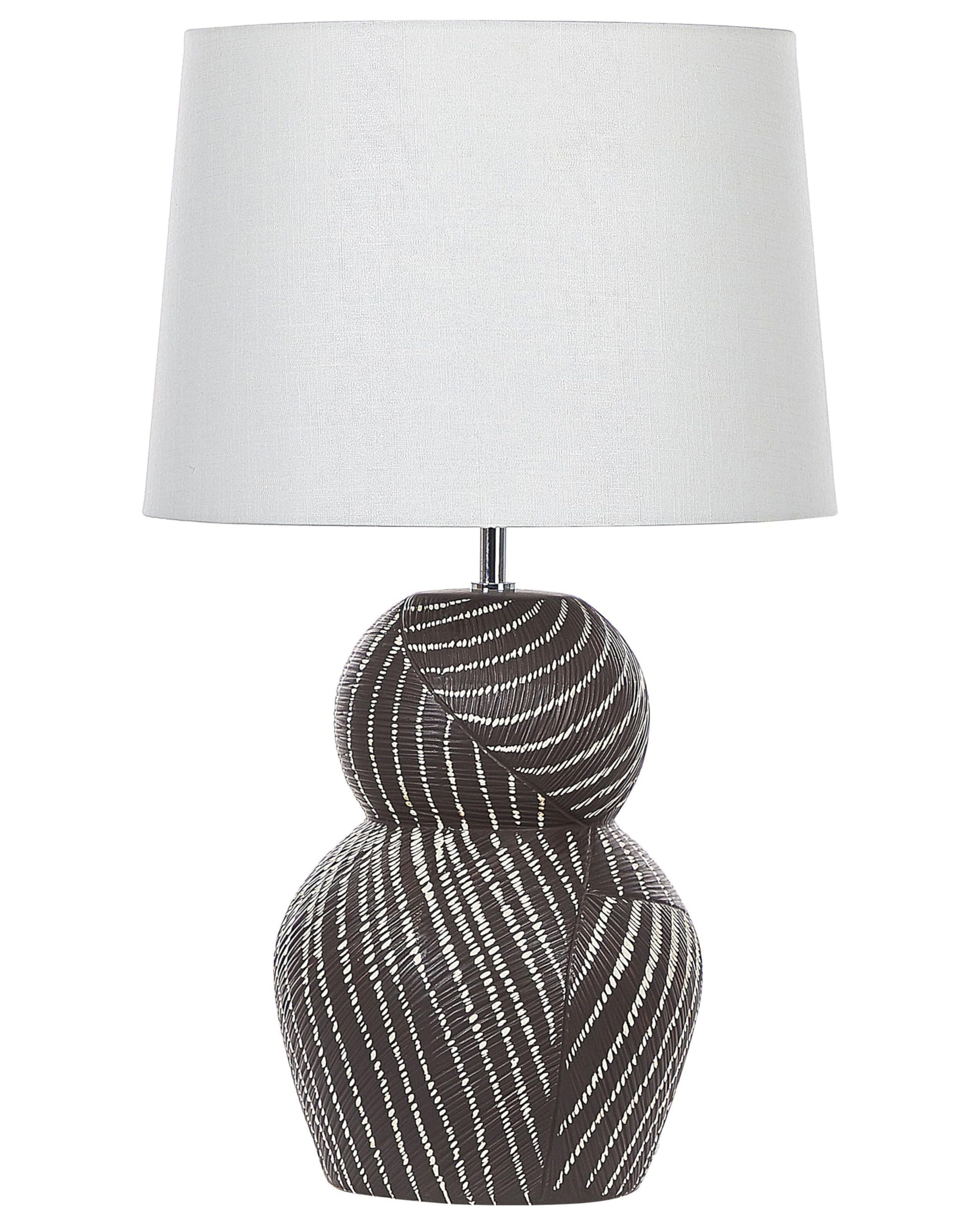 beliani-guapore-tischlampe-keramik-schwarz-63-cm-wei-er-schirm image 1