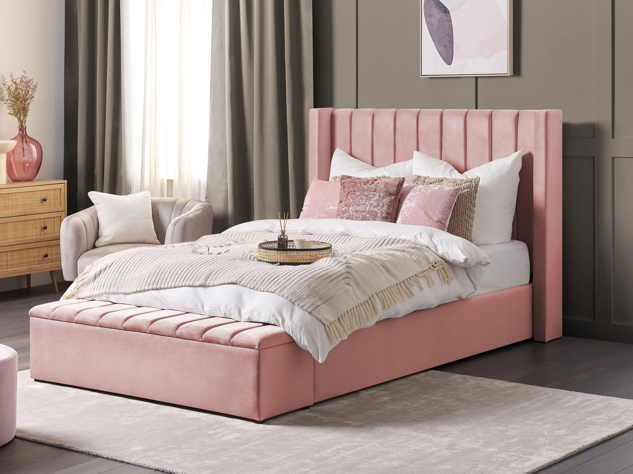 beliani-noyers-samtbett-140-x-200-rosa-mit-stauraum image 2