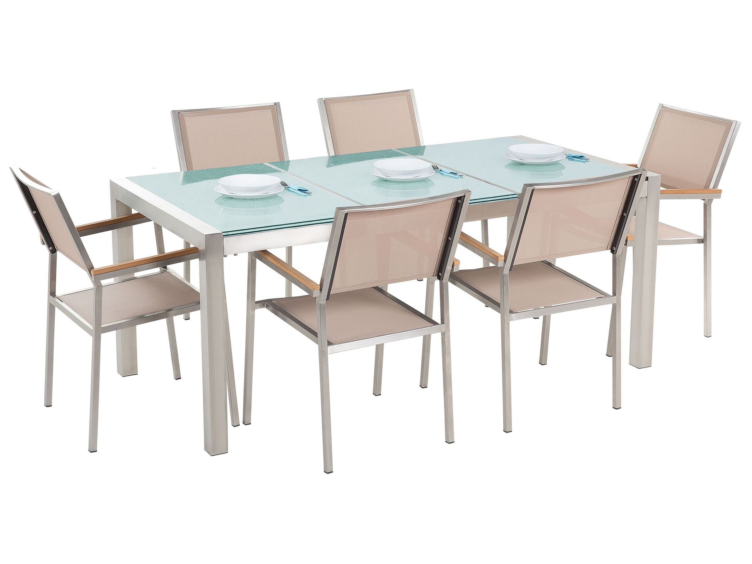 beliani-grosseto-gartenset-6-st-hle-beige-glas-edelstahl image 1