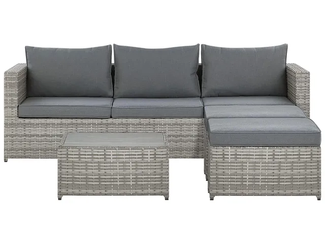beliani-sabbia-lounge-set-polyrattan-grau-l-form-ottomanen image 1