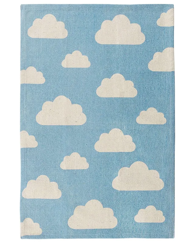 beliani-gwalijar-kinderteppich-blau-wolken-60x90-cm-baumwolle image 1
