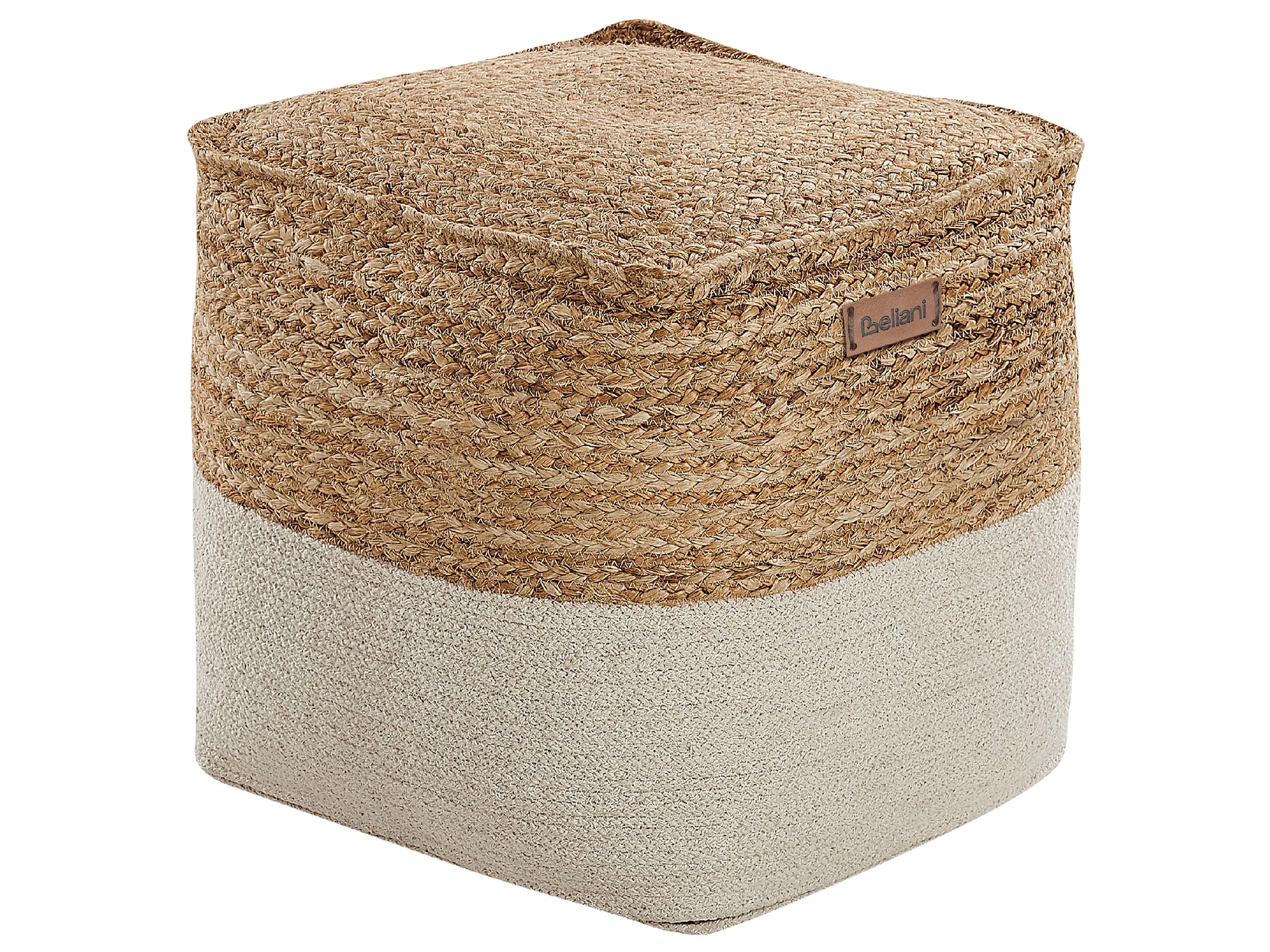 beliani-kirama-pouf-quadratisch-beige-jute-baumwolle image 1