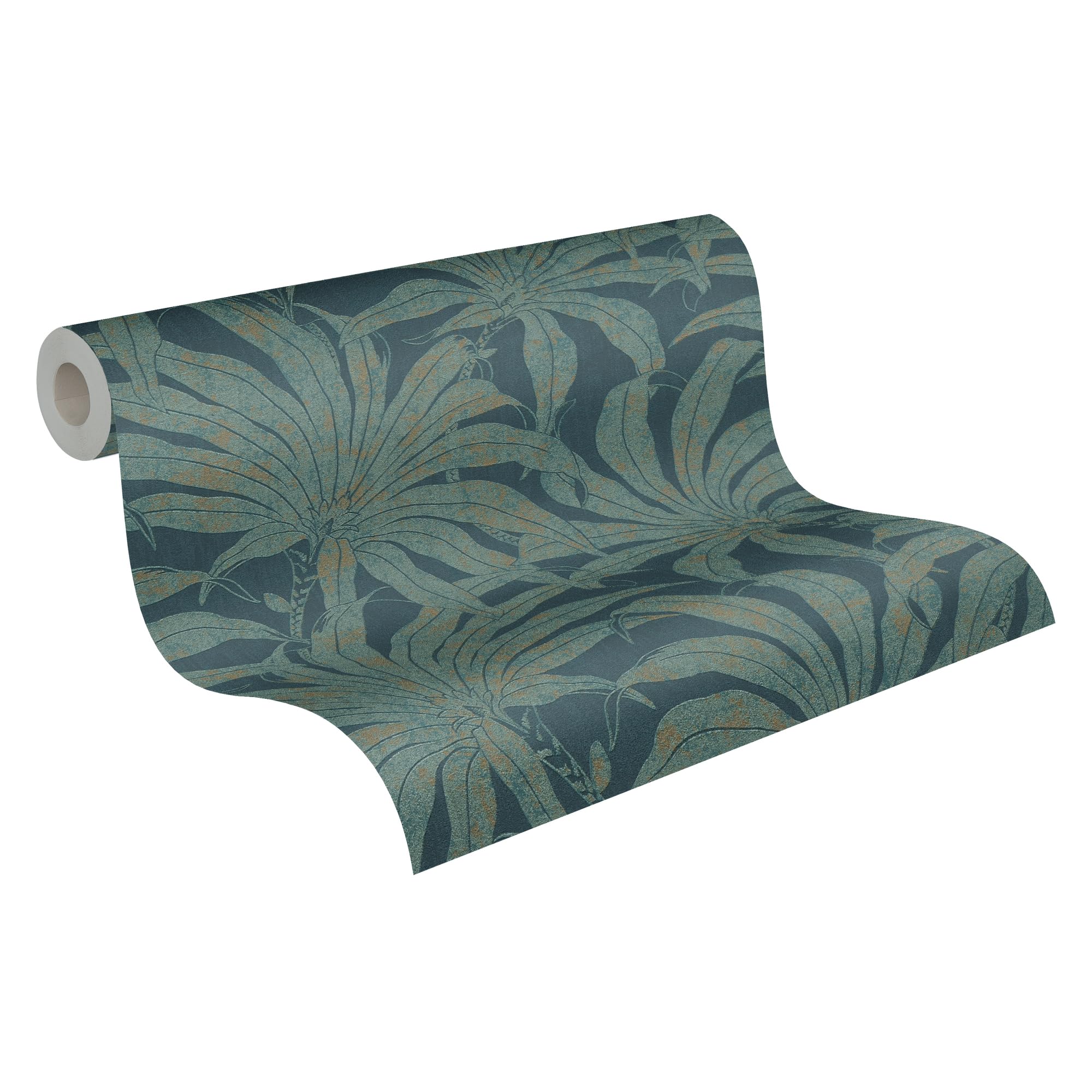 a-s-cr-ation-bl-tter-vliestapete-petrol-gold-blau-10-05-x-0-53-m image 1