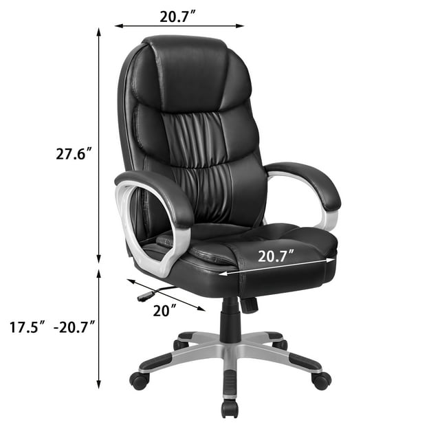 homall-office-leather-chair-chefsessel-schwarz-hochlehn image 7