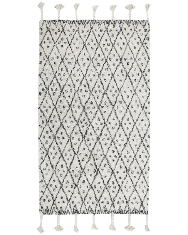 beliani-agadir-teppich-80x150-cm-cremewei-baumwolle image 1