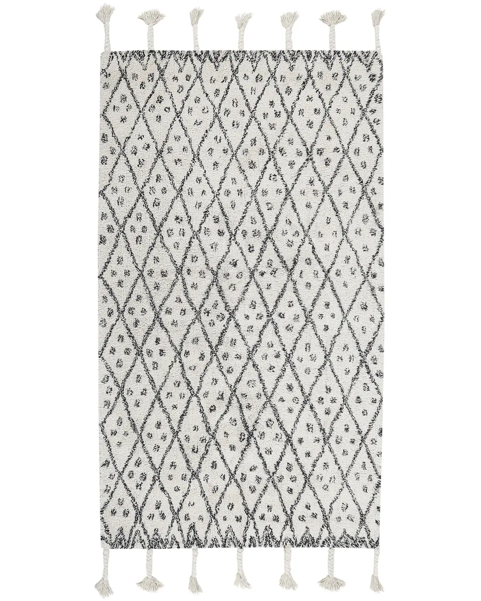 beliani-agadir-teppich-80x150-cm-cremewei-baumwolle image 1