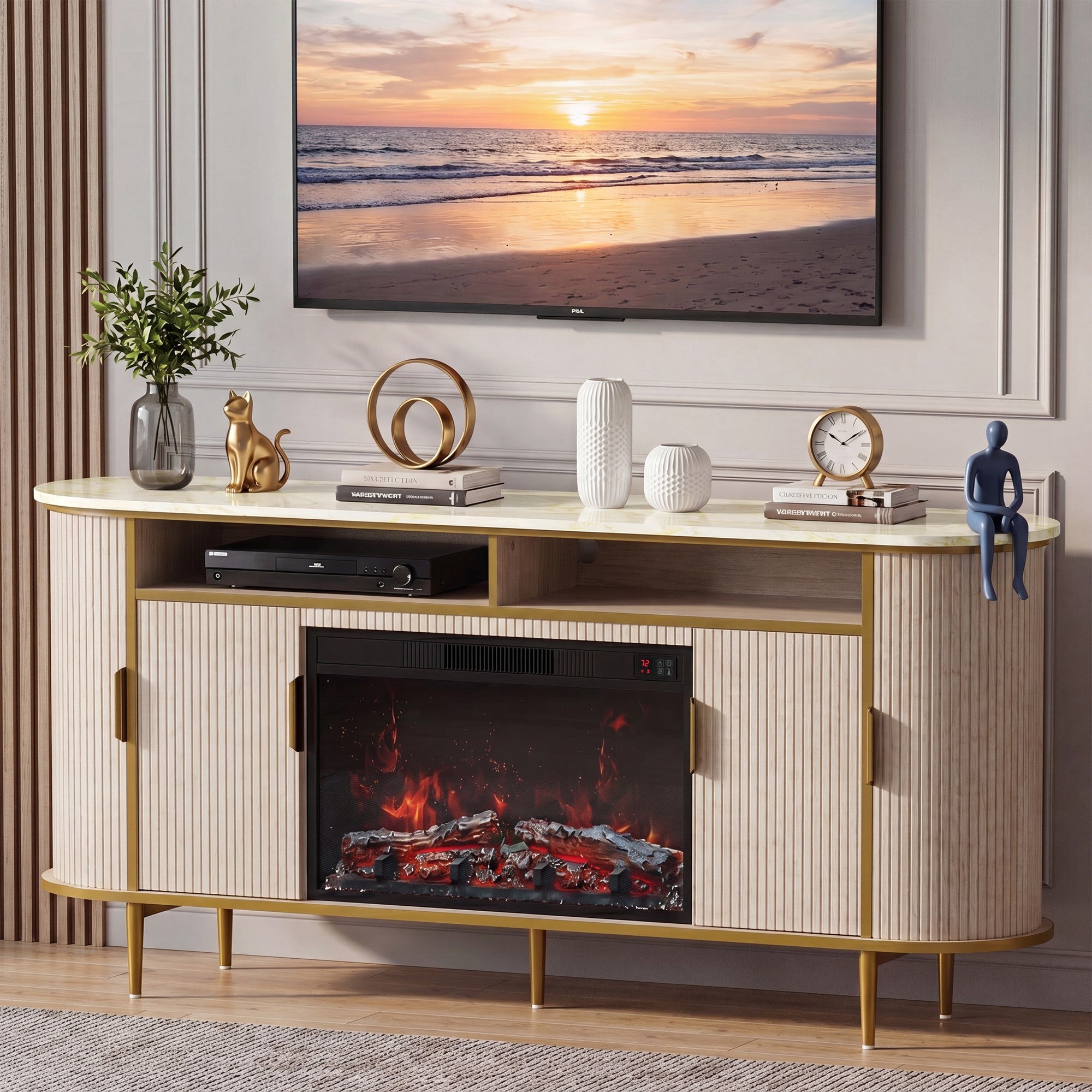 homall-tv-stand-68-lowboard-elektrokamin-wei image 3