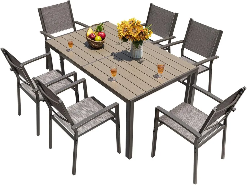homall-patio-furniture-gartenm-bel-set-7-tlg-grau image 1
