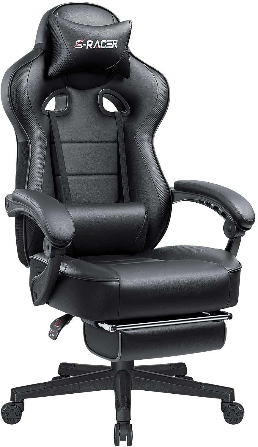 homall-gaming-chair-racing-b-rostuhl-schwarz-mit-fu-st-tze image 1