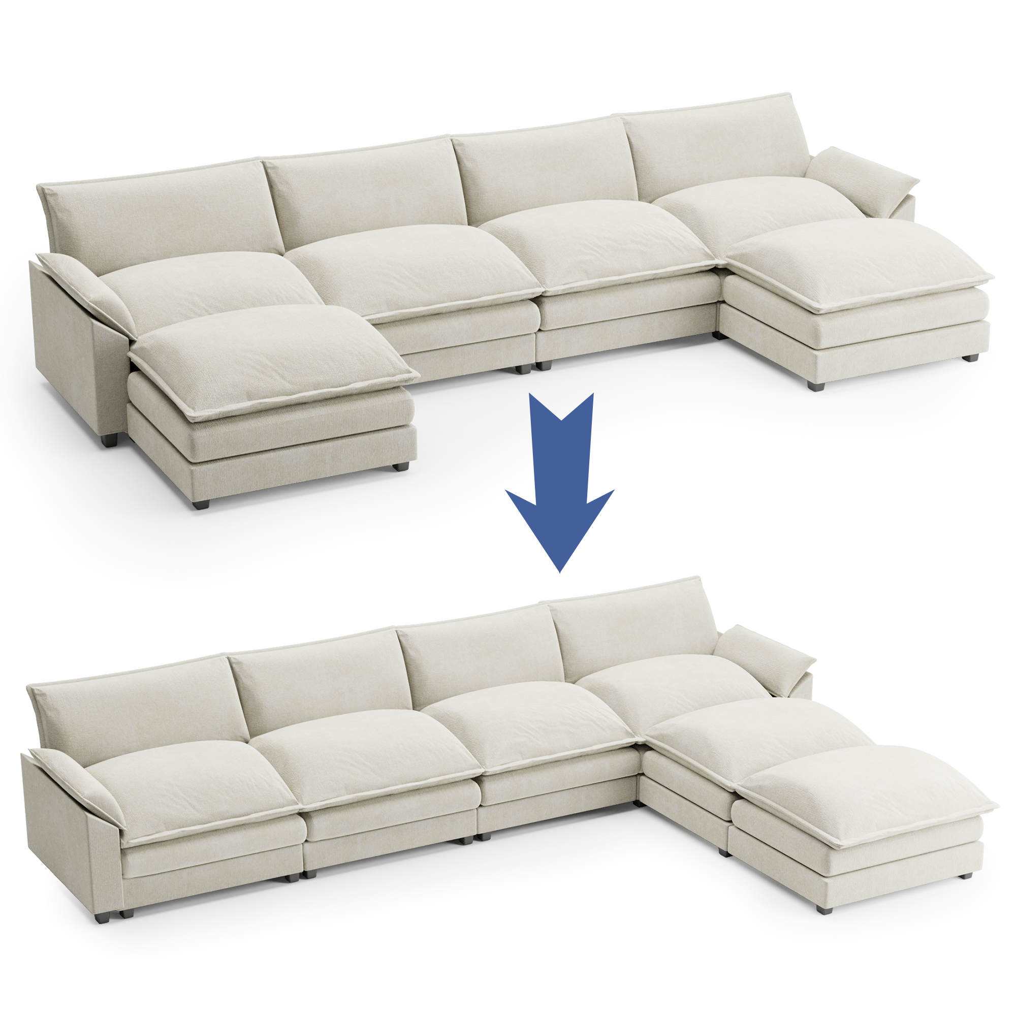 homall-sofa-u-form-ecksofa-4-sitzer-blau-mit-chaiselongue image 4