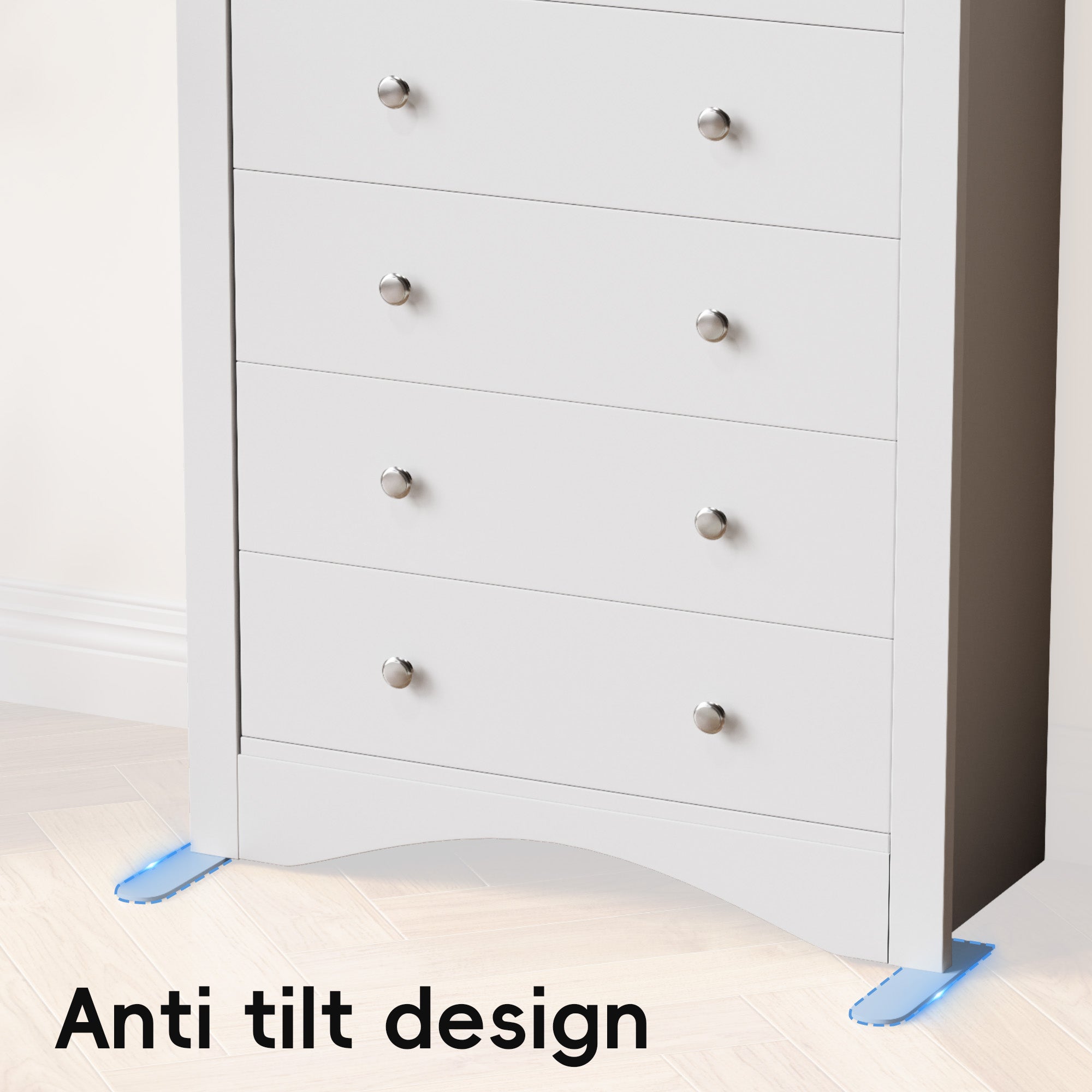 homall-bedroom-kommode-5-schubladen-wei-mit-kippschutz image 7