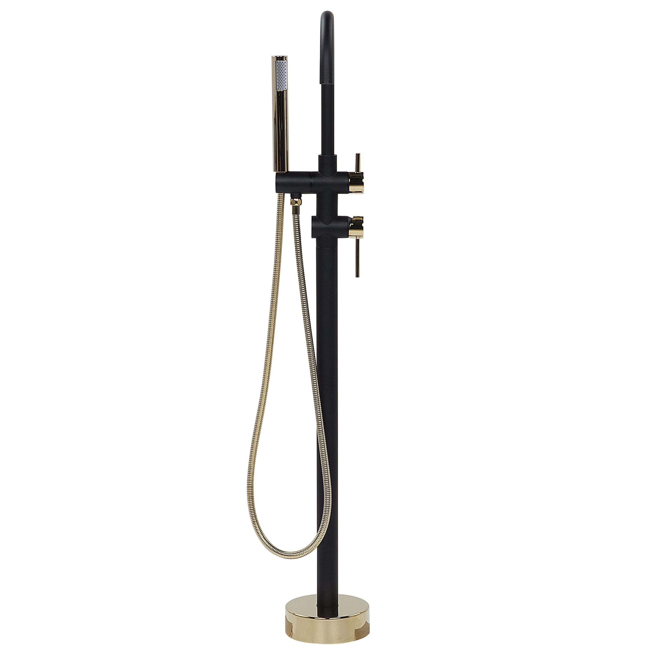 beliani-badewannenarmatur-freistehend-schwarz-gold-messing image 4