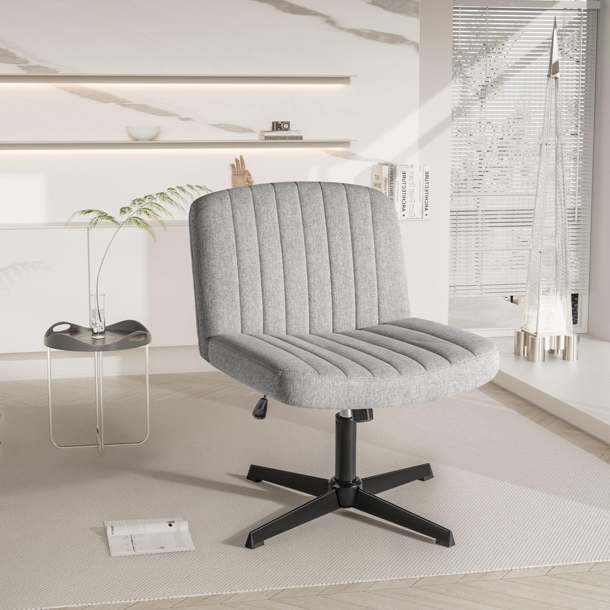 homall-bedroom-b-rostuhl-grau-stoff-ohne-rollen-drehbar image 1