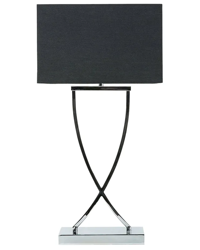 beliani-tischleuchte-schwarz-silber-e14-stoffschirm-62-cm image 1