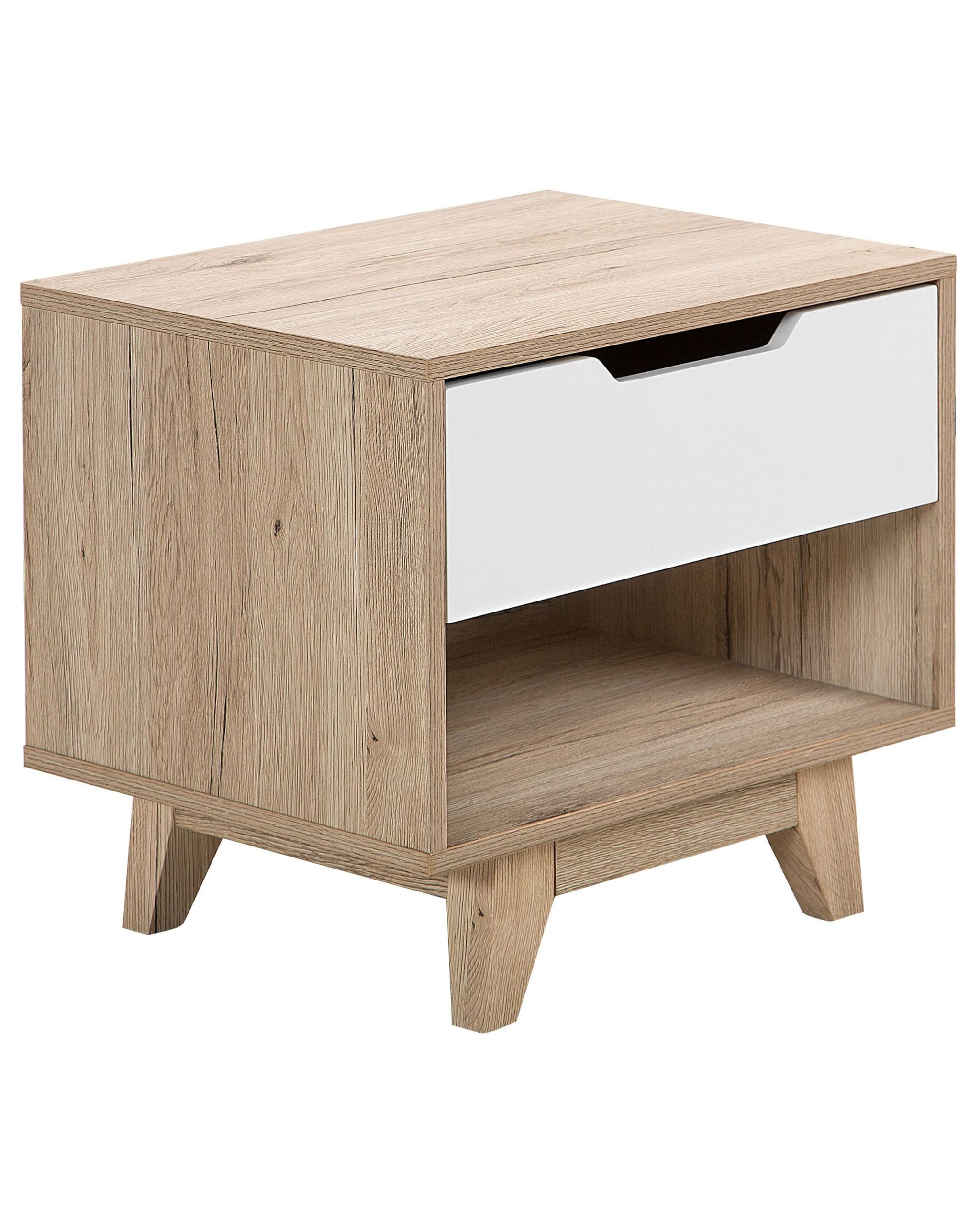 beliani-spencer-nachttisch-wei-holz-mit-schublade-mdf image 1